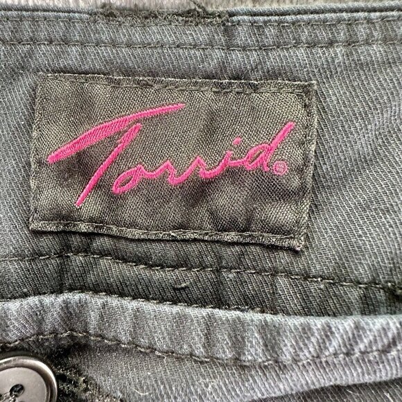 Torrid Crop Pants Size 22 Womens Plus Black Straight Elastic Cuff Ankle Pockets - Picture 4 of 10